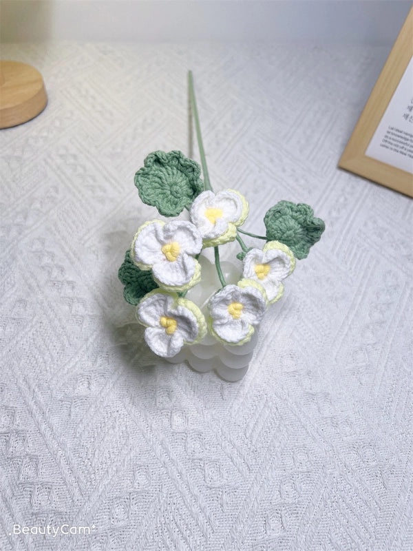 Hand-Woven Preserved Pansy Bouquet DIY Artificial Wool Flowers Teacher's Day Gift|Home & Garden > Handmade Gifts > Floral Arrangements