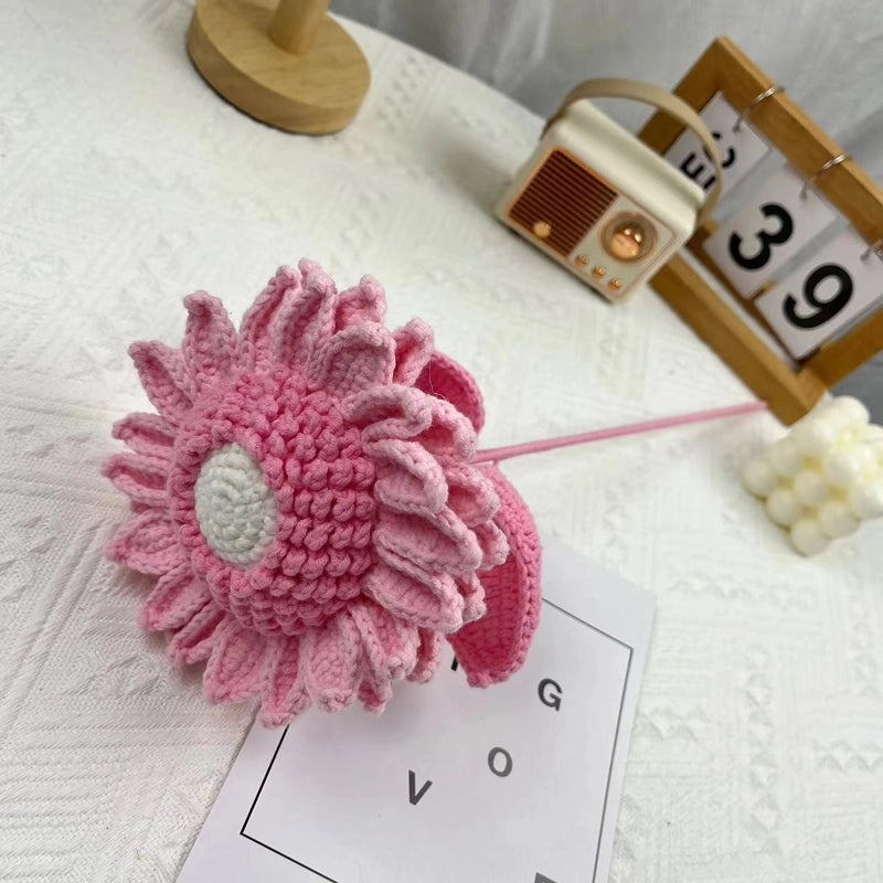 Handmade Sunflower Wool Knitted Belt Double Layer Floral Ornament Gift|Accessories & Jewelry