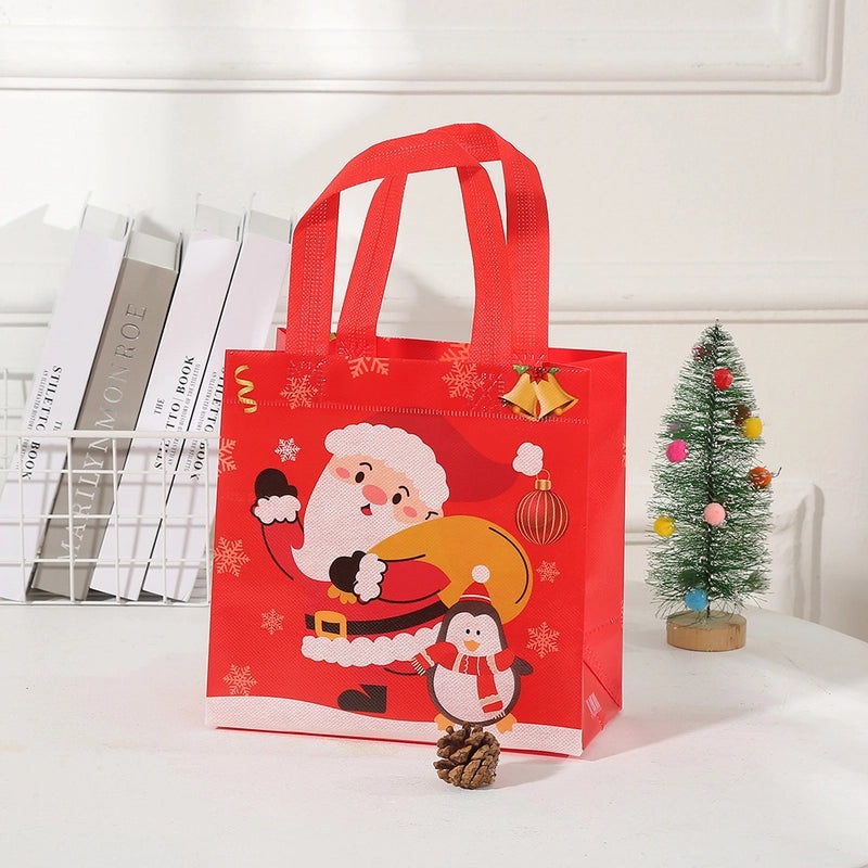 Festive Santa Claus and Snowman Holiday Gift Bags Nonwoven Christmas Party Favors|Holiday Gift Bags