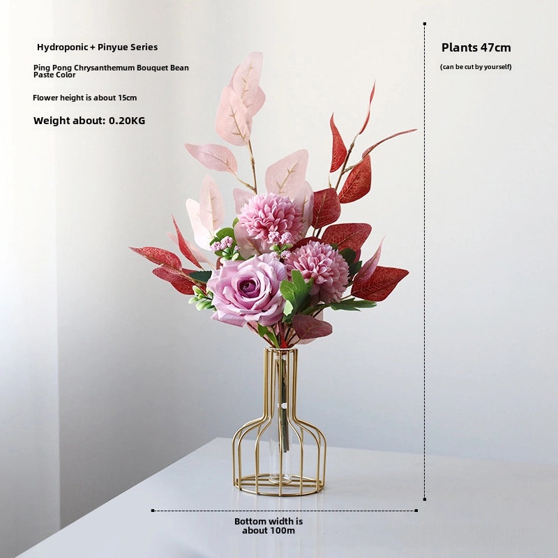 Nordic Artificial Flowers with Glass Vase Set | Home Decor