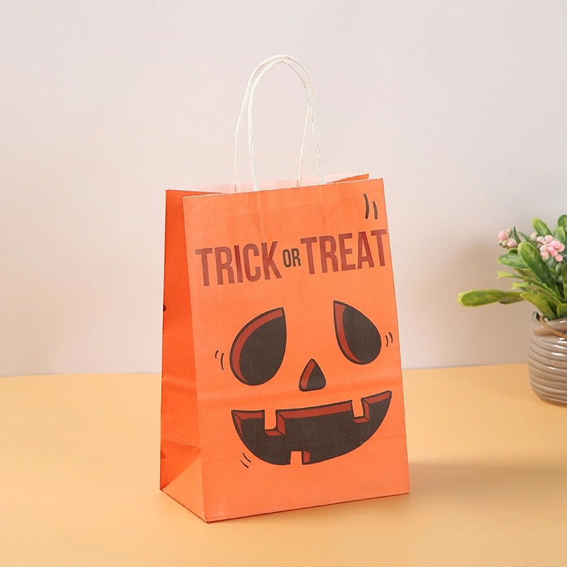 Halloween Pumpkin Spider Web Ghost Kraft Paper Gift Bag 1 Piece | Seasonal Gift Bags