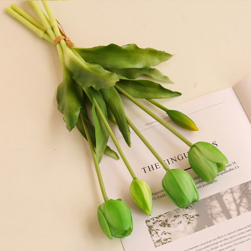 5 Soft Rubber Tulip Sticks Artificial Flowers Home Decor Fake Tulip Bouquet Wholesale | Home Decoration