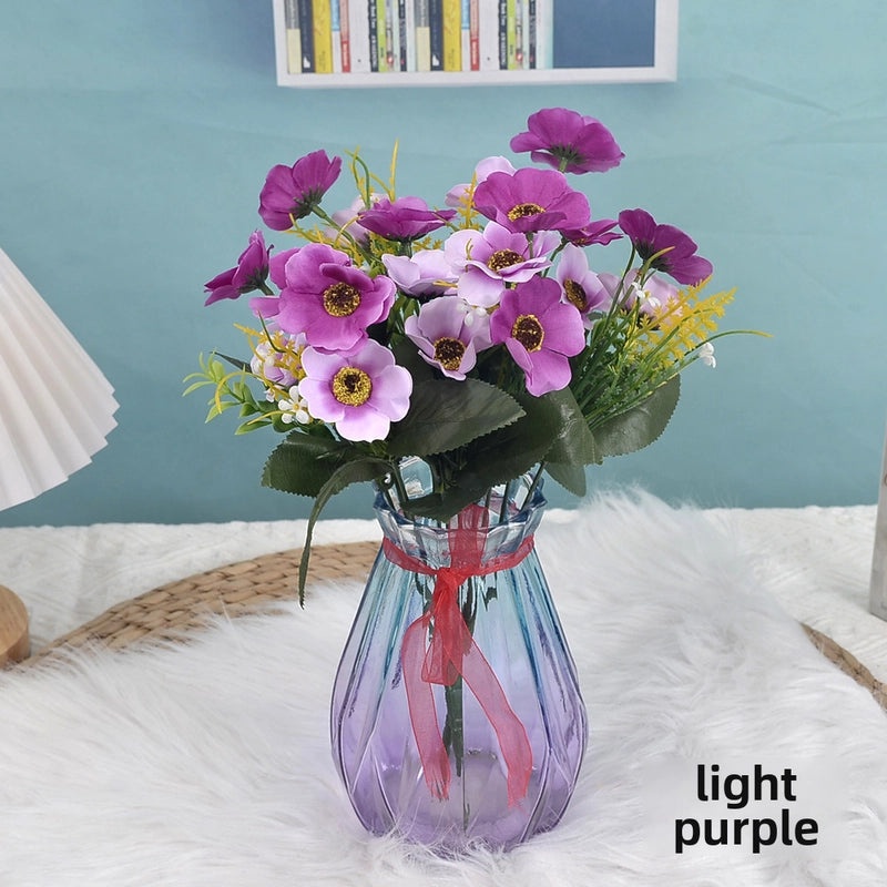 5-branch 10-head Cherry Blossom Silk Flower Bouquet Artificial Spring Decoration for Wedding Hotel Home Living Room|Home Decor