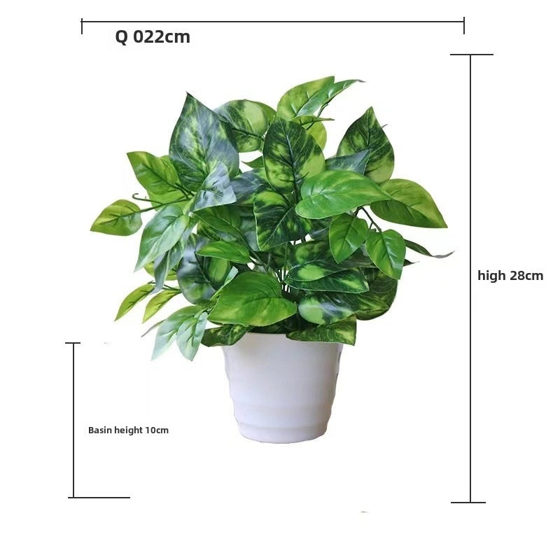 Artificial Green Rose Leaf Plant in Pot|Home Decor Artificial Plants