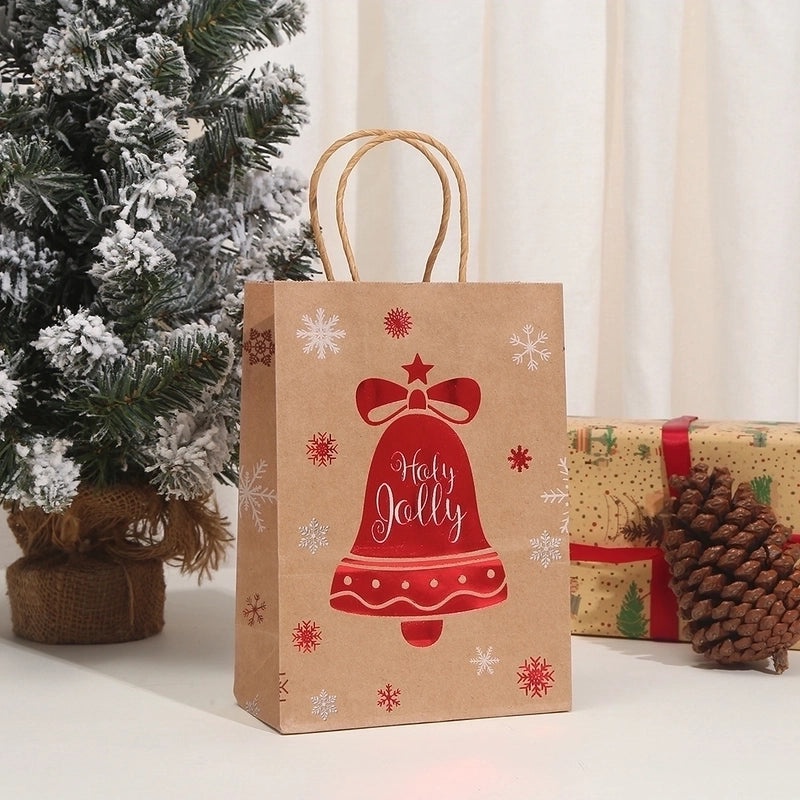 Christmas Cartoon Brown Paper Gift Bags for Holiday Parties|Christmas Party Supplies