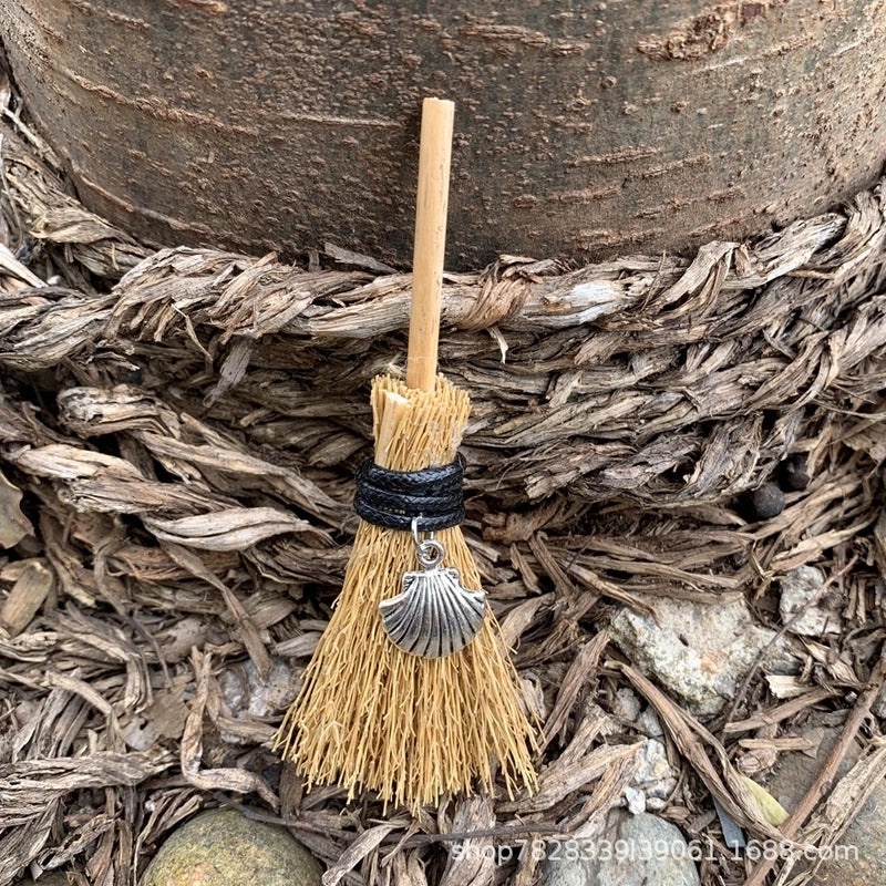 Wooden Broomstick with Pastoral Plant Design|Home Decor Accessories