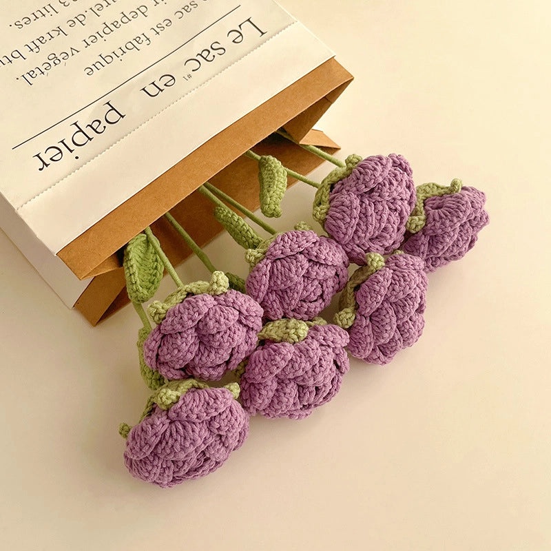 Elegant Artificial Rose Flower Yarn Decoration 1 Piece|Home Decor Artificial Flowers