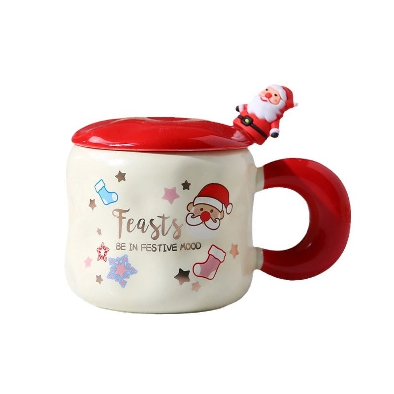 Christmas Santa Claus Socks and Ceramic Water Bottle Set | Holiday Gifts & Accessories