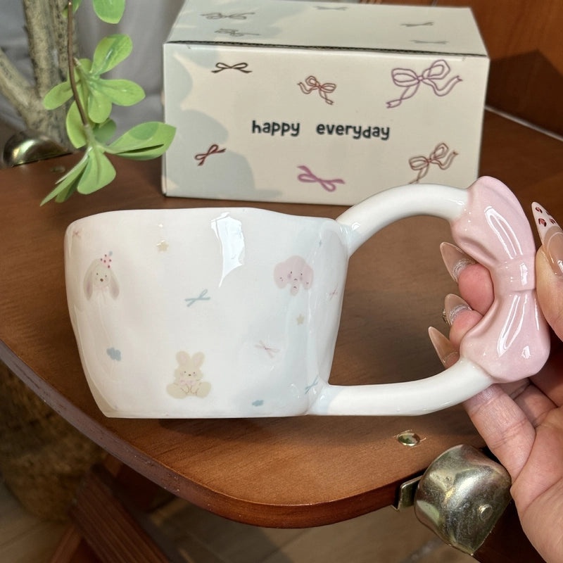 Adorable Ceramic Mug with Cat Bow Knot Design 1 Piece|Home & Kitchen > Drinkware > Mugs