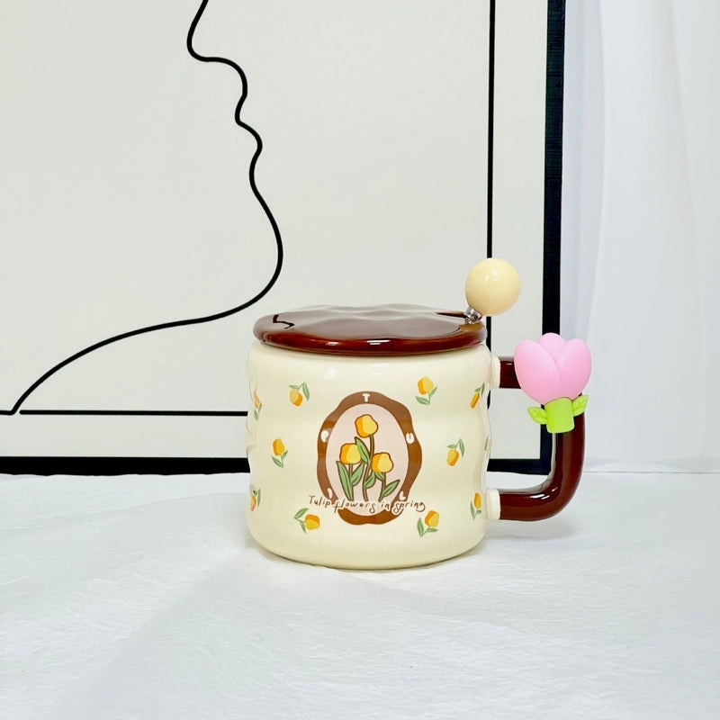 Ceramic Flower Mug for Christmas Valentine’s Day New Year Casual Use | Home & Kitchen Drinkware