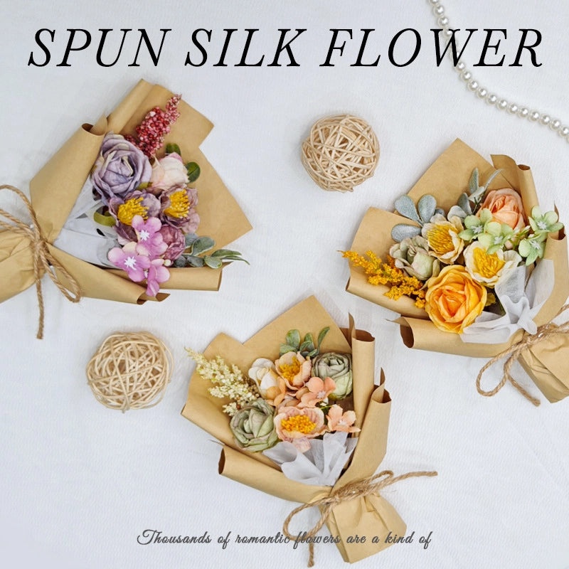 Vibrant Silk Flower Bouquet, Romantic Artificial Floral Arrangement|Home Decor Artificial Flowers