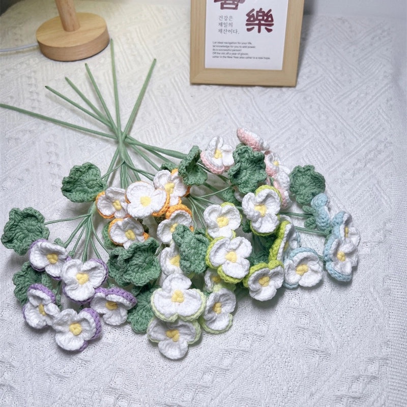 Hand-Woven Preserved Pansy Bouquet DIY Artificial Wool Flowers Teacher's Day Gift|Home & Garden > Handmade Gifts > Floral Arrangements
