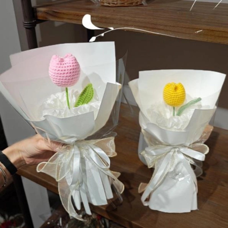 Delicate Tulip Knit Artificial Flowers Bouquet|Home Decor Artificial Flowers