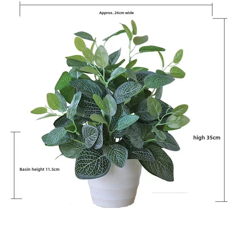 Artificial Green Rose Leaf Plant in Pot|Home Decor Artificial Plants