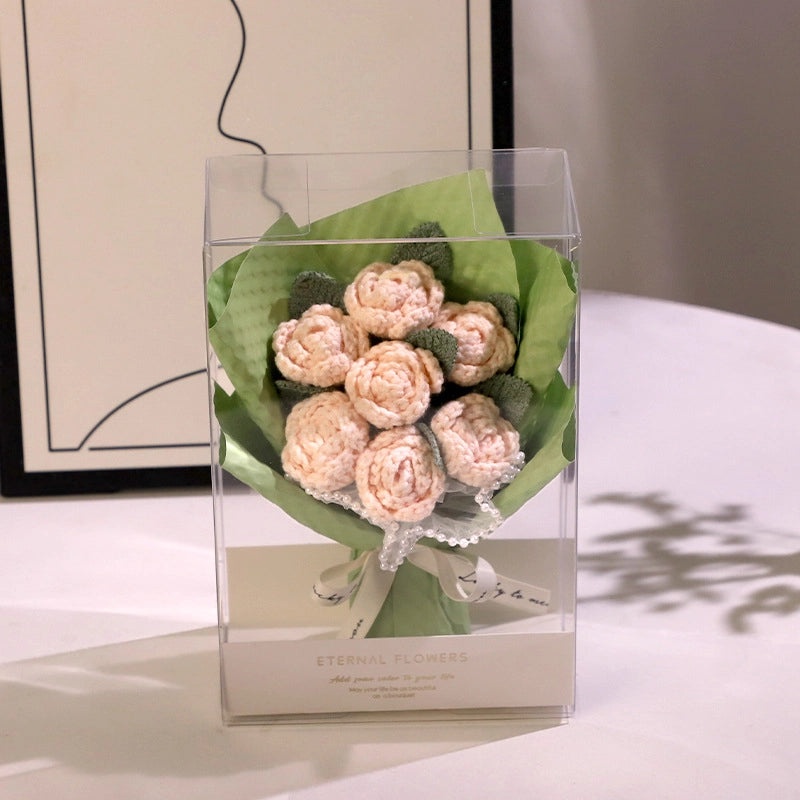 Romantic Rose Knit Artificial Flowers for Valentine’s Day Decoration|Home Decor & Gifts