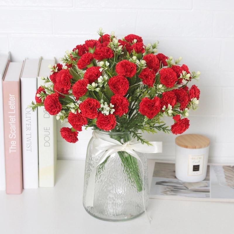 New Popular Carnation Artificial Flowers for Home Desk Decor Mother's Day Fake Flower Ornaments|Home Decor Artificial Flowers