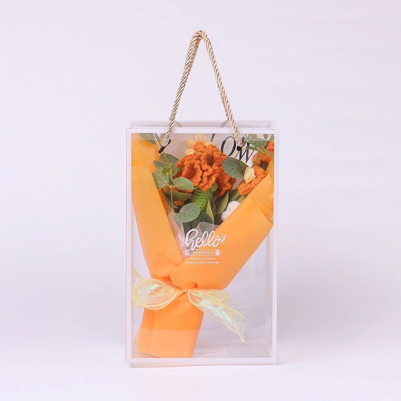 Artificial Sunflower, Rose, and Tulip Yarn Flowers Bouquet|Home Decor Artificial Flowers