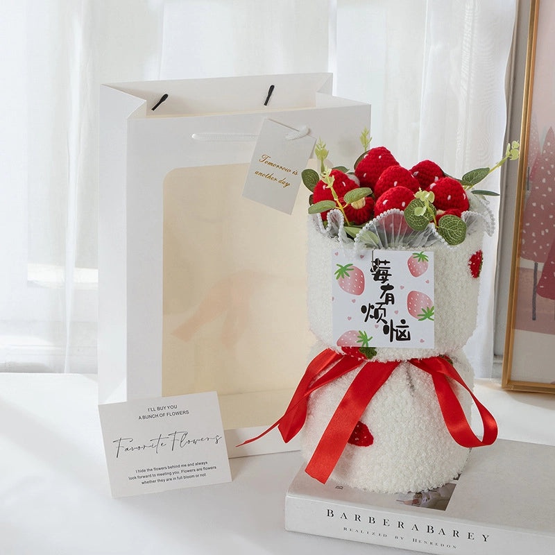 Valentine's Day Cute Fruit-Themed Knit Artificial Flower Bouquet|Home Decor Gifts