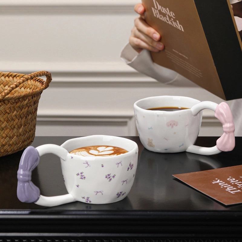 Adorable Ceramic Mug with Cat Bow Knot Design 1 Piece|Home & Kitchen > Drinkware > Mugs