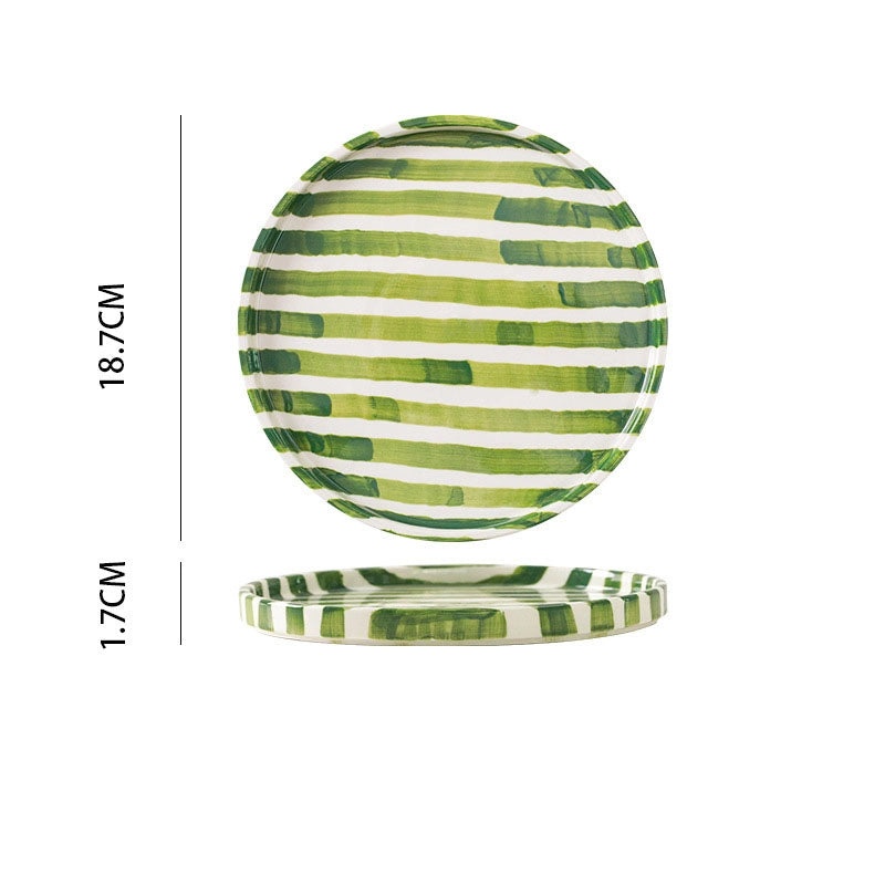 Casual Cute Striped Ceramic Plate and Water Bottle Set 1 Piece | Home & Kitchen Tableware