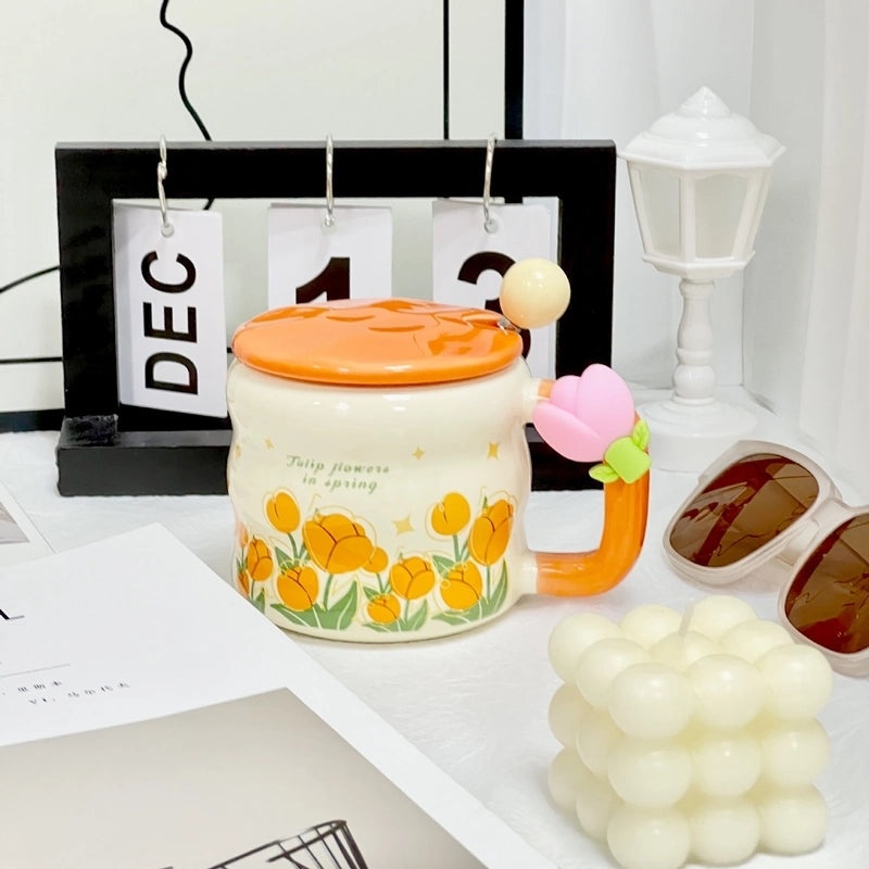 Ceramic Flower Mug for Christmas Valentine’s Day New Year Casual Use | Home & Kitchen Drinkware