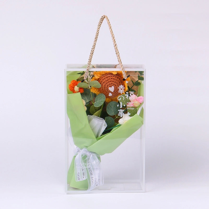 Artificial Sunflower, Rose, and Tulip Yarn Flowers Bouquet|Home Decor Artificial Flowers