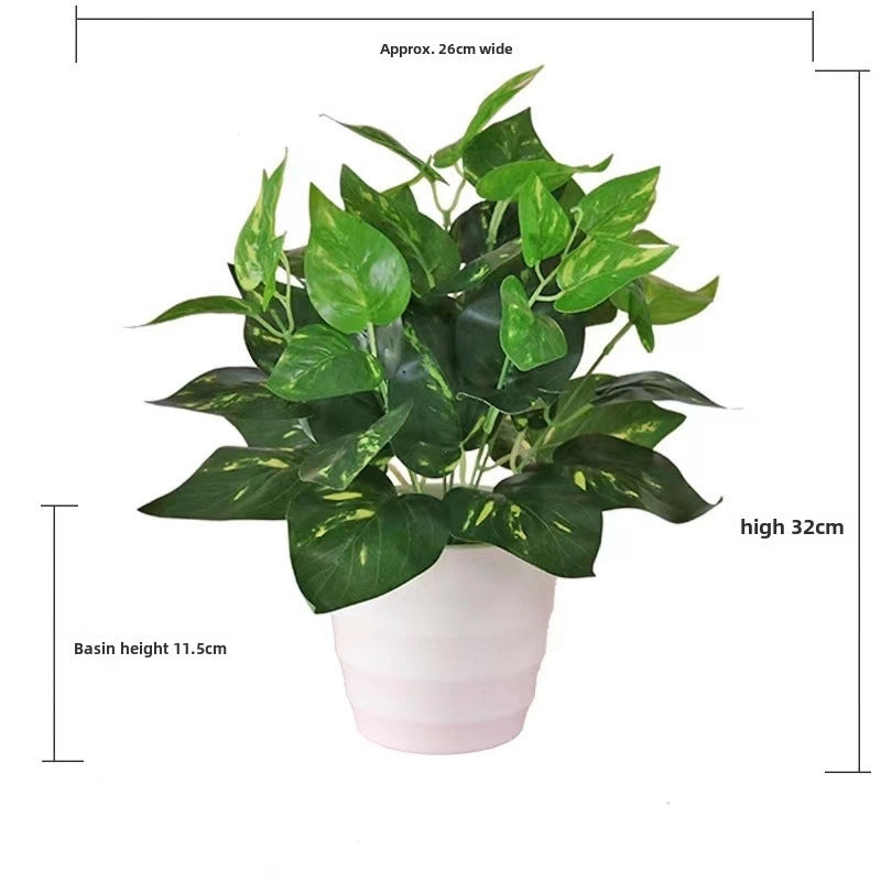 Artificial Green Rose Leaf Plant in Pot|Home Decor Artificial Plants