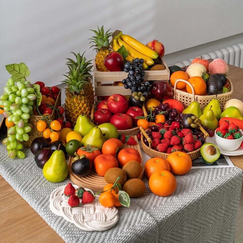 Realistic Fake Fruit Set Apple Grape Banana for Home Decor Exhibition Hotel Display Teaching Photography Props|Home Decor
