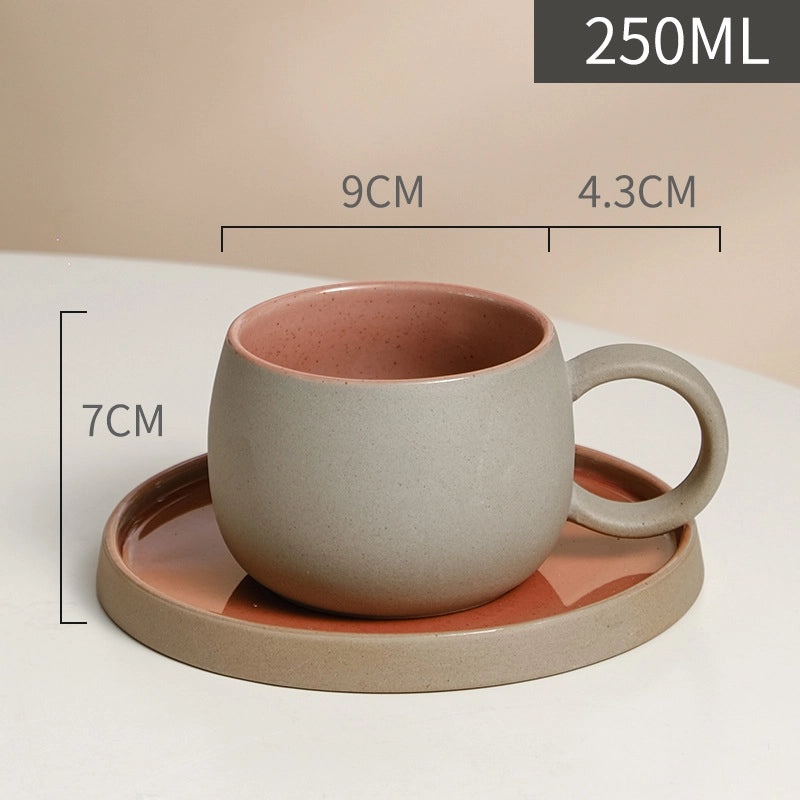 Simple Solid Color Ceramic Mug with Placemat Set for Everyday Use|Home & Kitchen Accessories