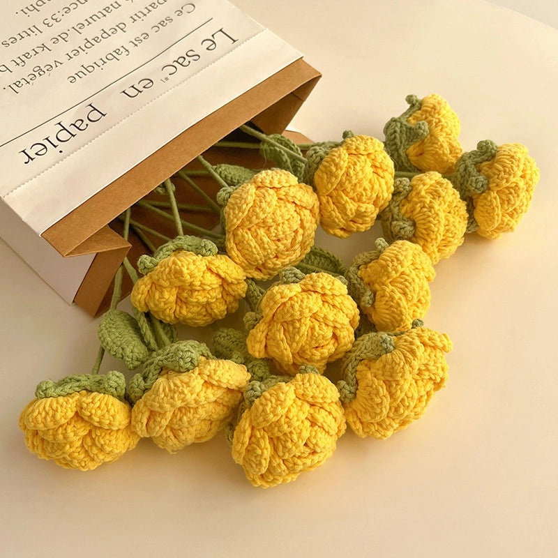 Elegant Artificial Rose Flower Yarn Decoration 1 Piece|Home Decor Artificial Flowers