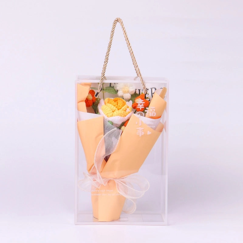 Artificial Sunflower, Rose, and Tulip Yarn Flowers Bouquet|Home Decor Artificial Flowers