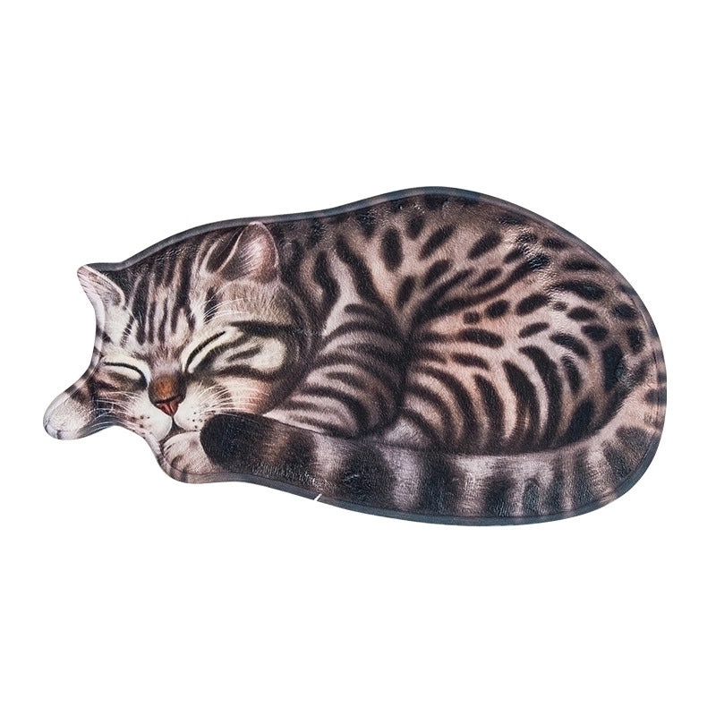 Cute Cat Design Polyester Floor Mat for Home Decor|Home & Living - Floor Rugs & Mats
