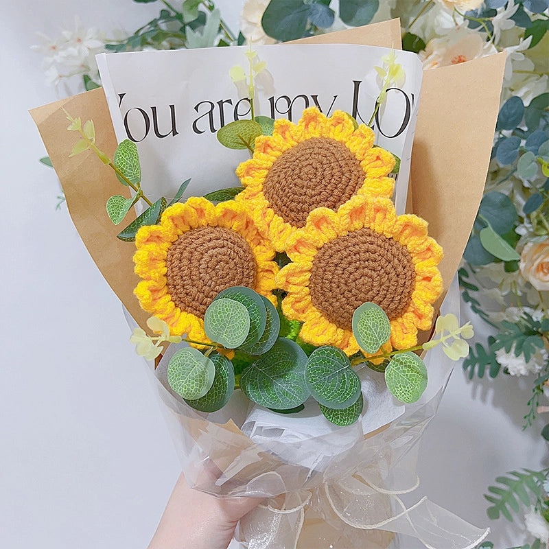 Rustic Sunflower Yarn Artificial Flower Decor|Home Decor Artificial Flowers