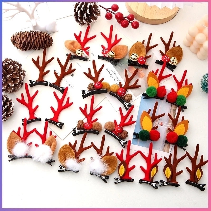 Festive Reindeer Antler Hairpin with Soft Flannel Fabric for Christmas Party|Holiday Accessories