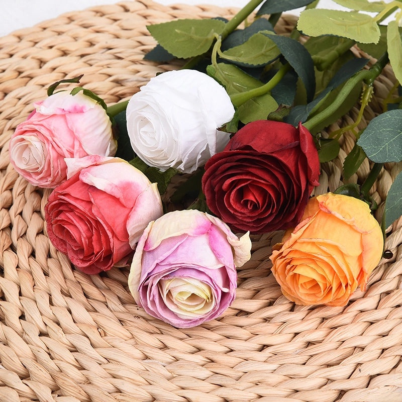 Fire Roasted Single Artificial Rose for Valentine's Day Home Decor Wedding Photography Props|Artificial Flowers