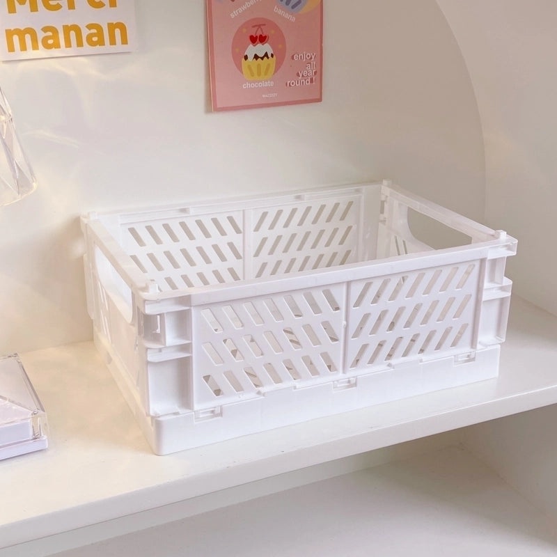 2-Pack Foldable Plastic Storage Baskets for Student Desk Organizers|Desk Organizers & Storage