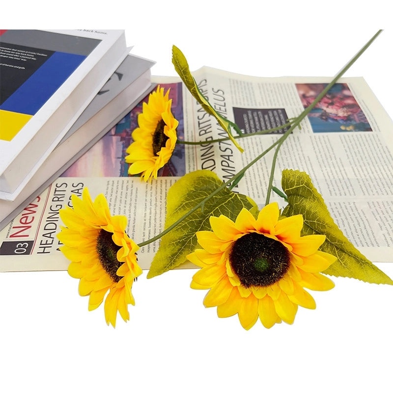 2 Pieces Artificial Sunflower Bouquet Fake Flower Photo Props Wedding Decoration Ornaments|Home Decor & Wedding Accessories