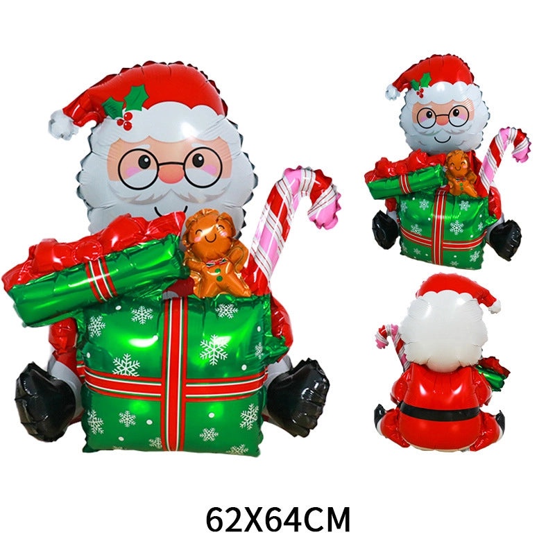 Christmas Party Balloons Set Snowman Santa Claus Gift Box Aluminum Foil Decorations|Holiday Party Supplies