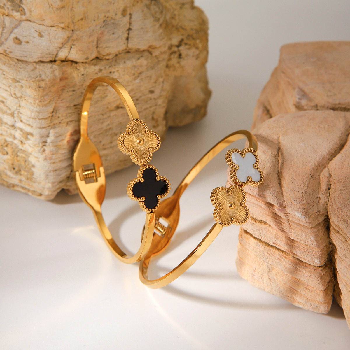 IG Style Four-Leaf Clover Electroplated Stainless Steel Bangles | Jewelry & Accessories