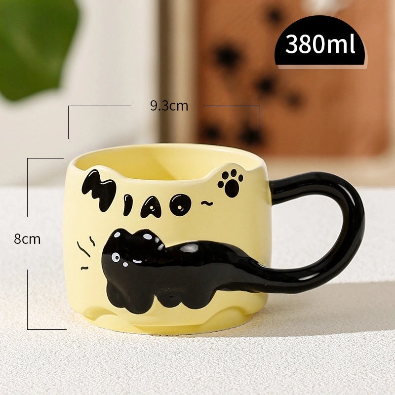 Elegant Ceramic Cat Mug with Cute Letter Design Casual Style 1 Piece|Home & Kitchen > Drinkware > Mugs