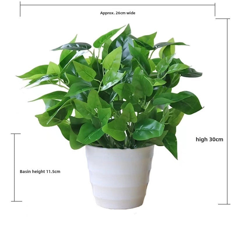 Artificial Green Rose Leaf Plant in Pot|Home Decor Artificial Plants