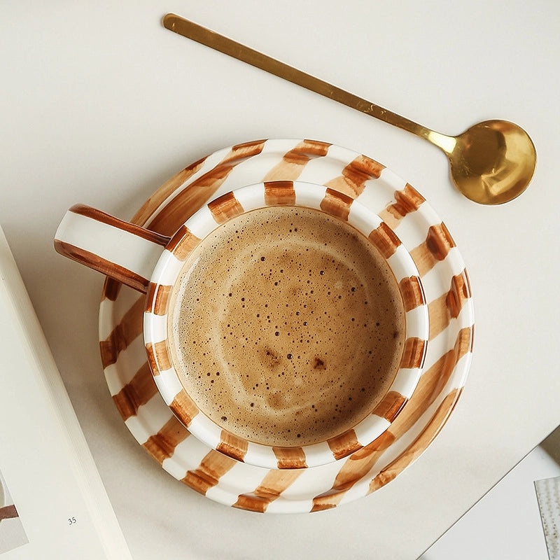 Casual Cute Striped Ceramic Plate and Water Bottle Set 1 Piece | Home & Kitchen Tableware