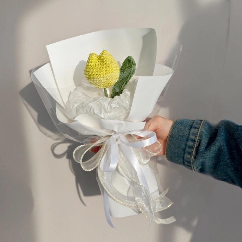 Delicate Tulip Knit Artificial Flowers Bouquet|Home Decor Artificial Flowers