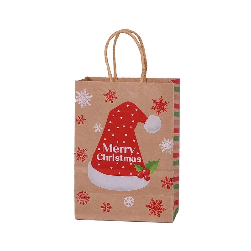 Christmas Cute Holiday Hat Elk Kraft Paper Gift Bags | Christmas Gift Bags