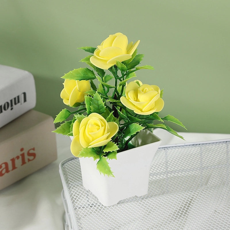 Artificial Foam Rose Flowers in Pot | Home Decor Artificial Plant Ornaments