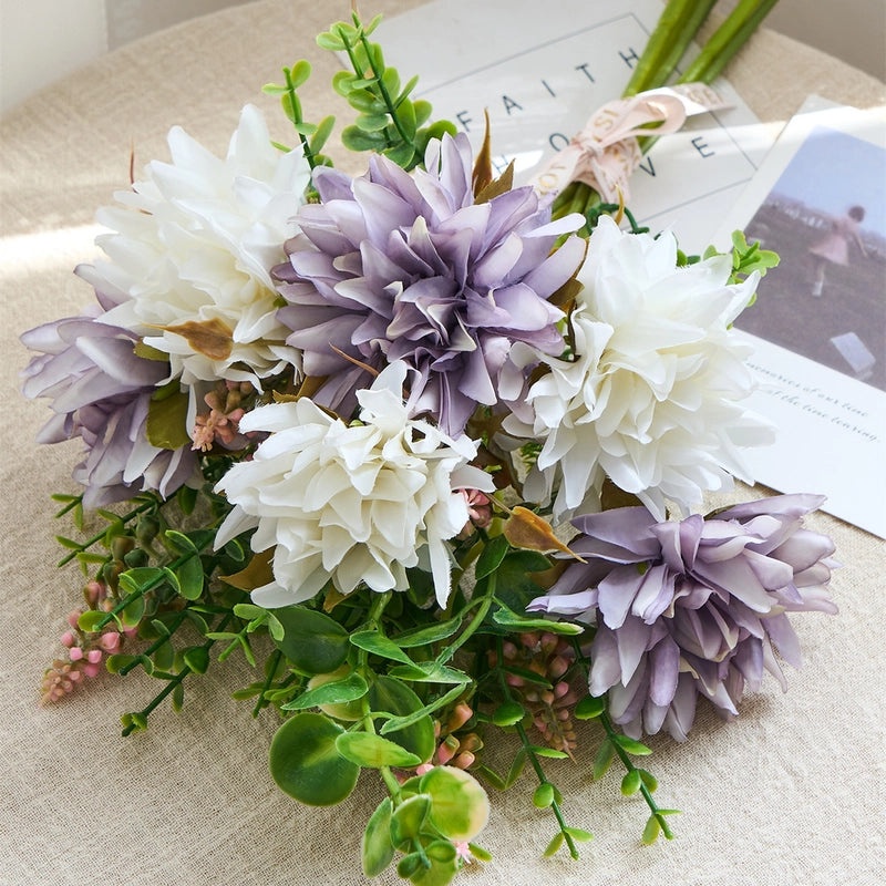 Romantic Elegant Minimalist Silk Floral Artificial Flowers Bouquet|Home Decor Artificial Flowers