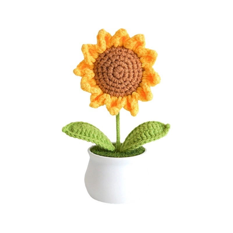 Hand-Woven Sunflower Artificial Flower Pot Linglan Preserved Flower Office Home Elegant Decoration|Home Decor