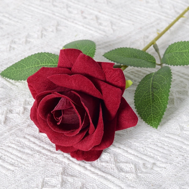 Romantic Artificial Rose Single Stem Valentine’s Day Home & Wedding Decor Soft Flannel Feel|Home Decor & Wedding Supplies