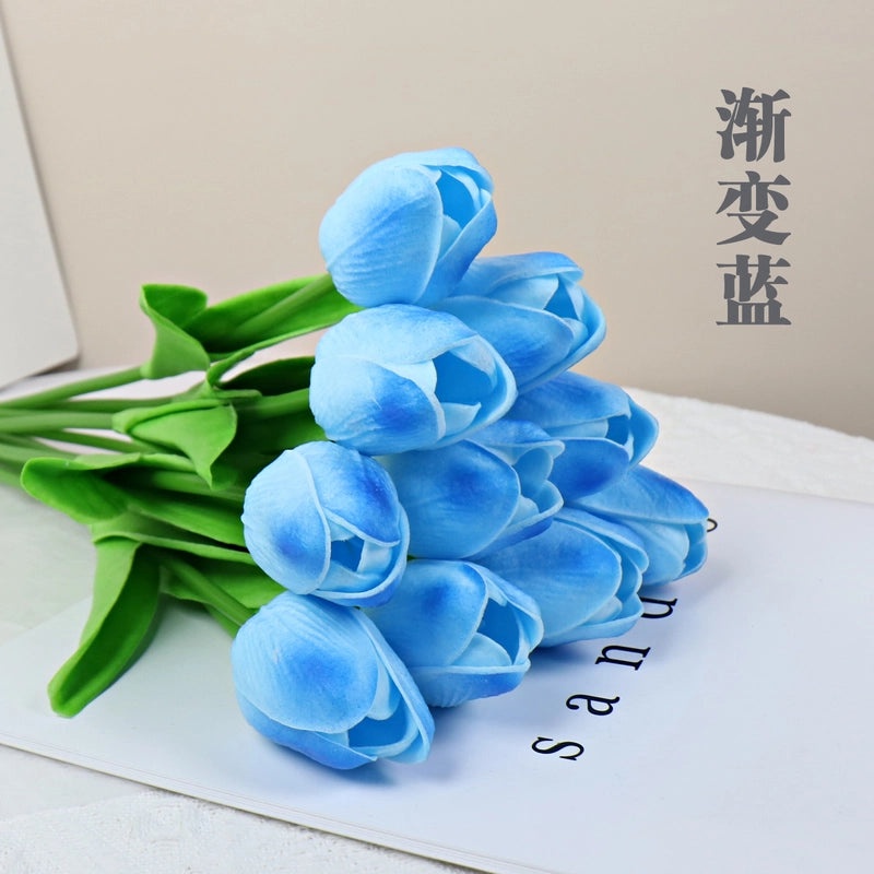 10 Pieces Artificial Tulip Flowers Moisturizing PU Simulation for Home Office Photography Decor|Artificial Flowers & Plants