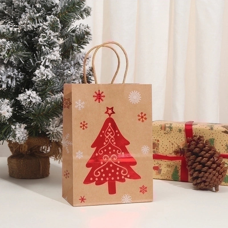 Christmas Cartoon Brown Paper Gift Bags for Holiday Parties|Christmas Party Supplies